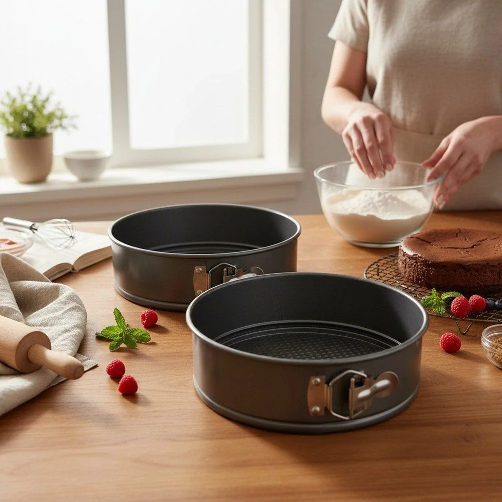 Mainstays Springform Pan Set 2 Piece 9in 10in Gray Brand New Non-Stick Bakeware